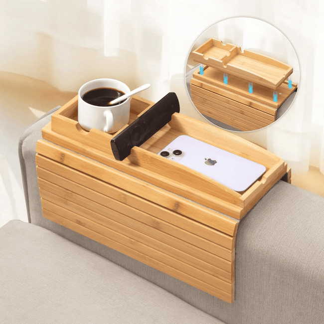 Bamboo Sofa Arm Rest Organizer