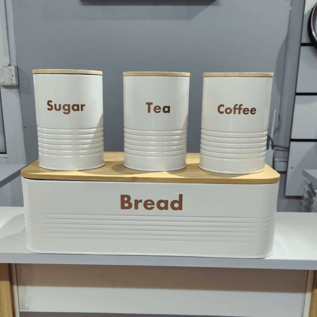 Alloy Bread Bin with Three Canister Set
