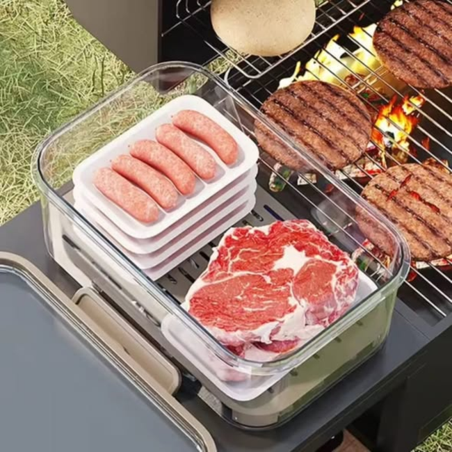 Airtight Food Storage Container With Drain Tray
