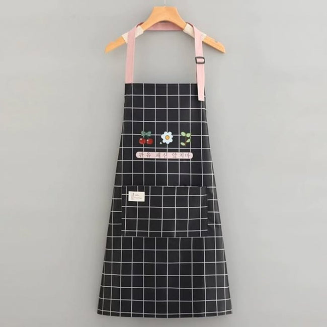 Waterproof Cute Checked Floral Apron with Hand Wipe Towel
