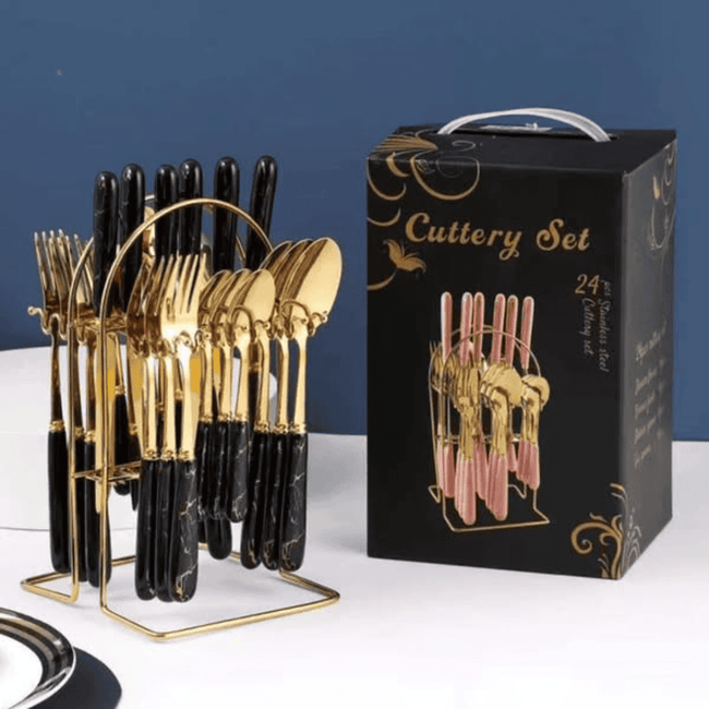 24Pcs Gold Cutlery Set