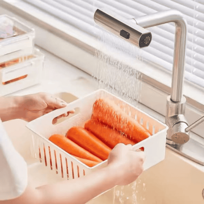 3pcs Stackable Food Storage Containers with Drainer Basket