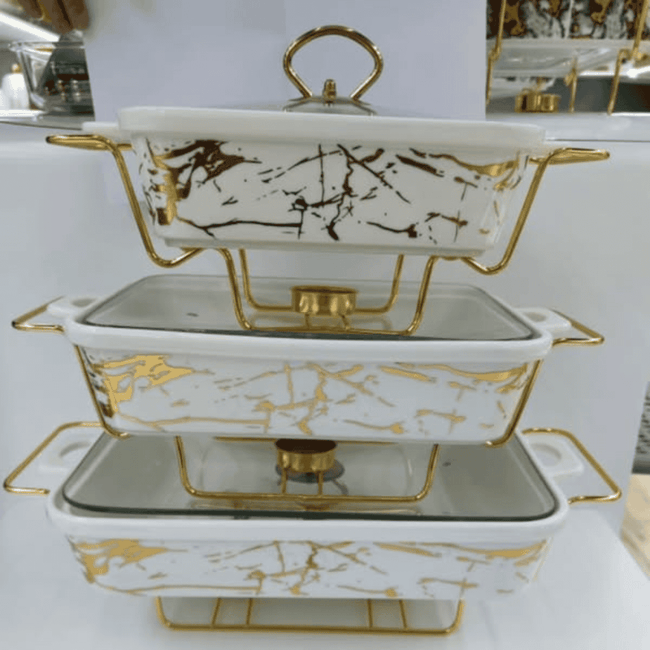 3pcs Ceramic Chafing Dishes