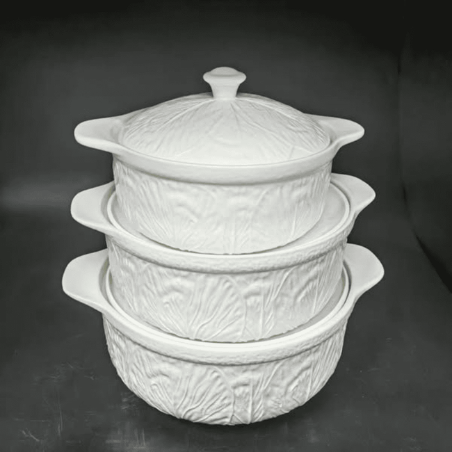 3pcs Ceramic Casserole Serving Dish with Cover