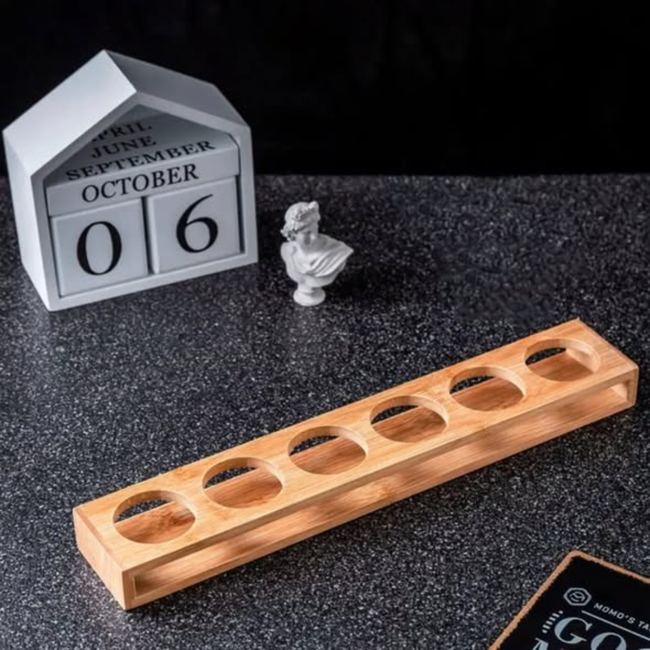 Bamboo Shot Glass Holder with 6 Slots