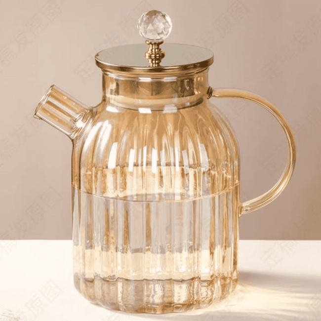 Amber Pumpkin Striped Teapot