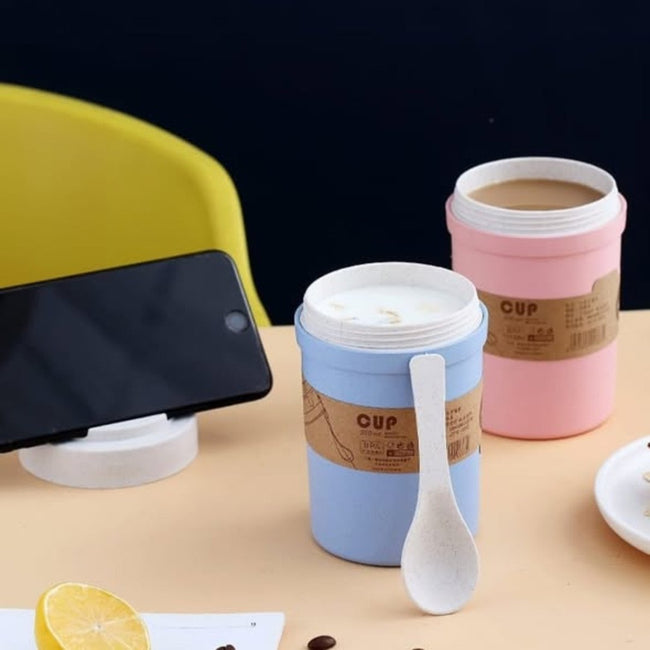350ml Wheat Straw Soup Cup with Spoon