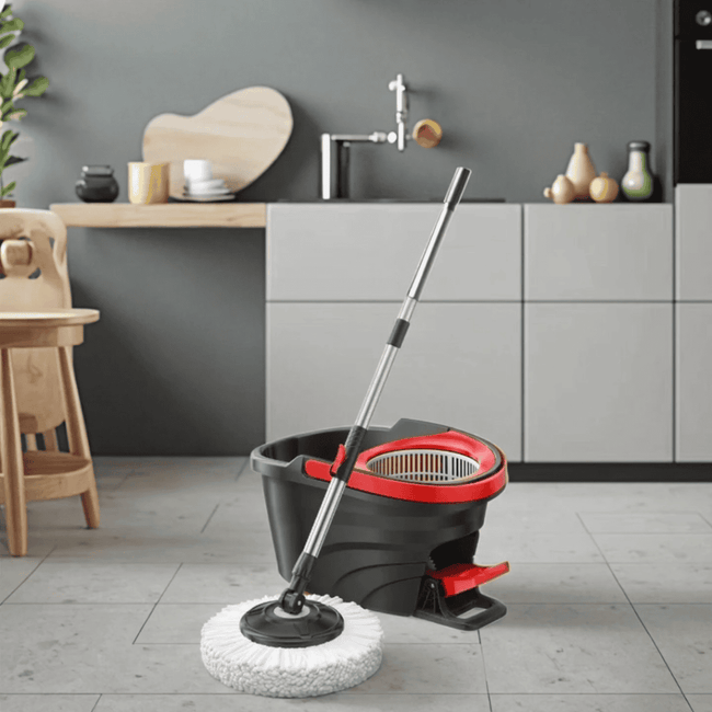 Black Spin Mop Bucket with Foot Pedal