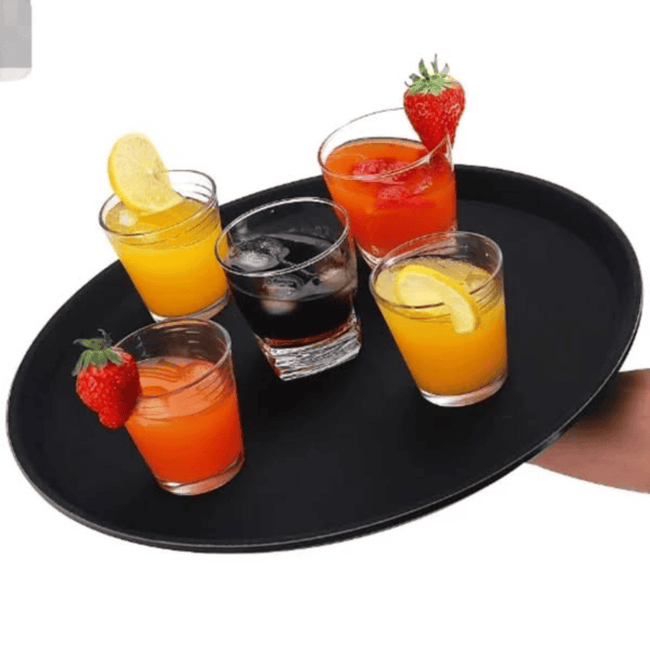 Round Non-Slip Rubber Serving Tray