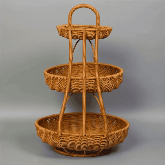 3-Tier Handmade Rattan Fruit Rack