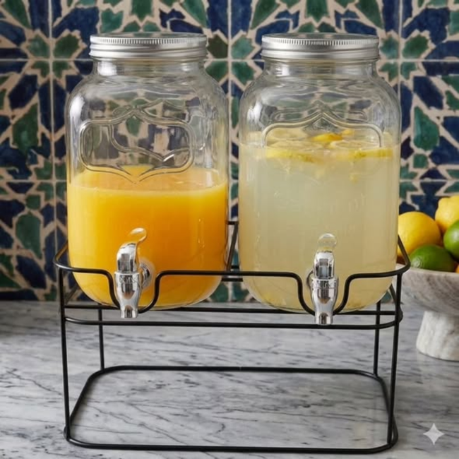 2 in 1 Double Glass Juice Dispenser