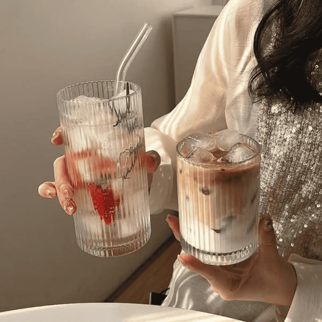 6pcs Borosilicate Ribbed Water and Juice Glasses