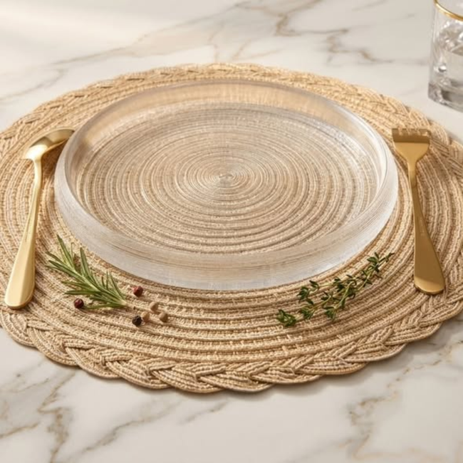 6Pcs Hand crafted Crystal Hard Glass Plates
