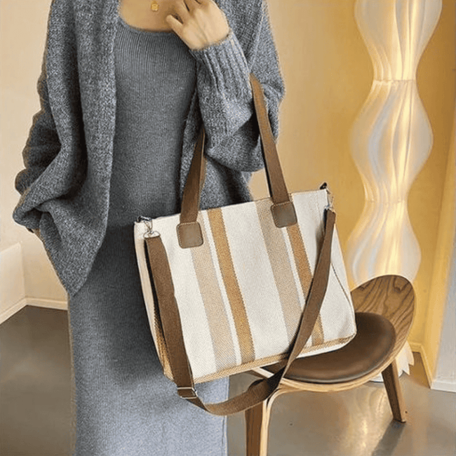 Striped Canvas Tote Bag