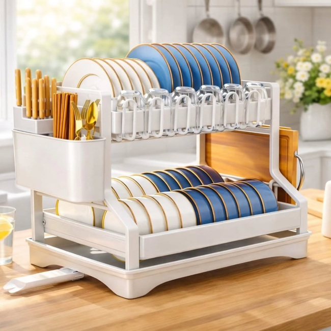 2-Tier Carbon Steel Dish Drying Rack