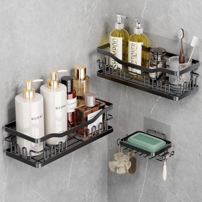 3-Piece Shower Caddy Shelf / Bathroom Organizer Set