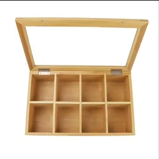 6 Slots Bamboo Wooden Teabag Organizer
