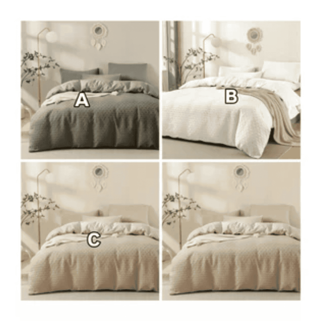 Waffle Weaving Poplin Luxury Soft Cotton Duvet Cover Set