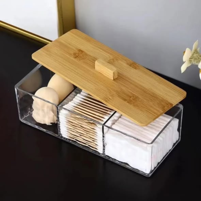 Acrylic Organizer with Bamboo Lid