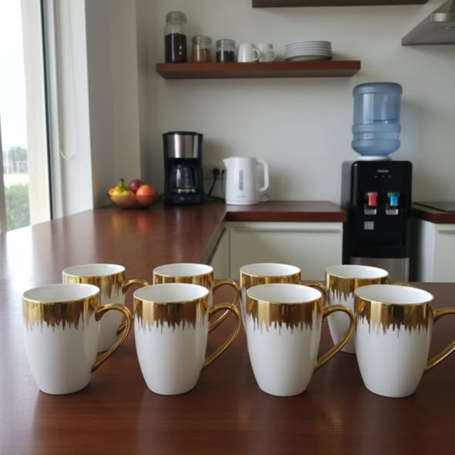 6pc Gold Detail Tea Mugs