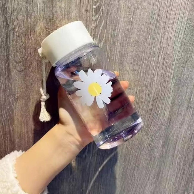 450ml Transparent Daisy Print Water Bottle
