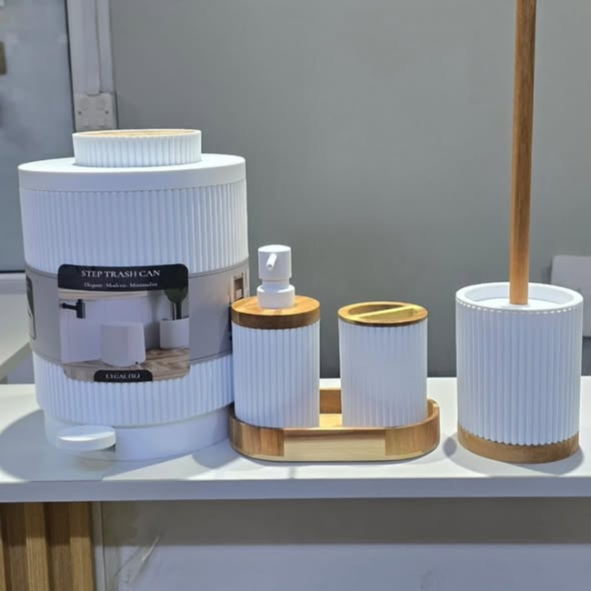 6Pcs Round Ribbed Bathroom Set