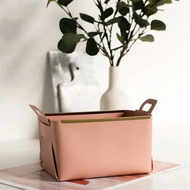 Multifunction PU Leather Collapsible Storage Basket
