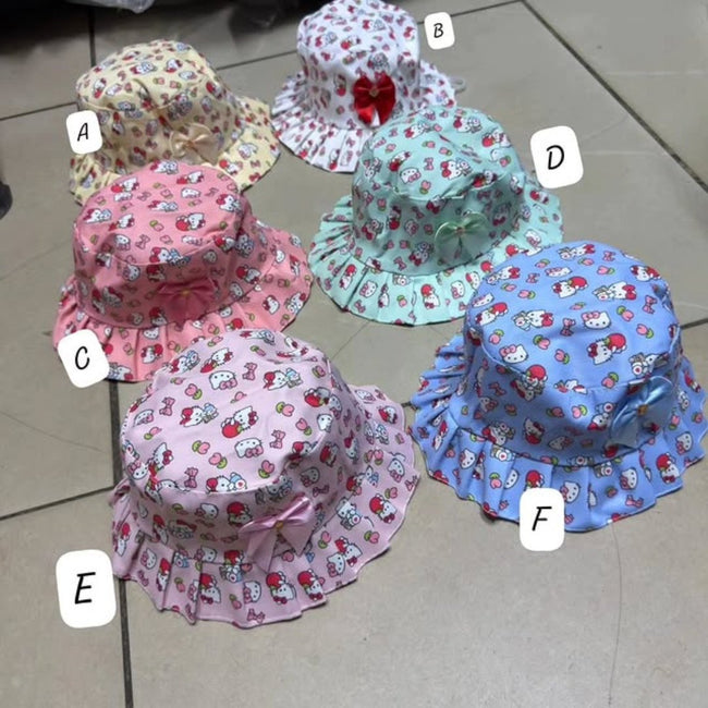 Kids Summer Bucket Hats with Cute Ribbon