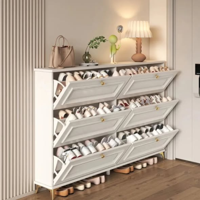 Modern Cream White Shoe Cabinet