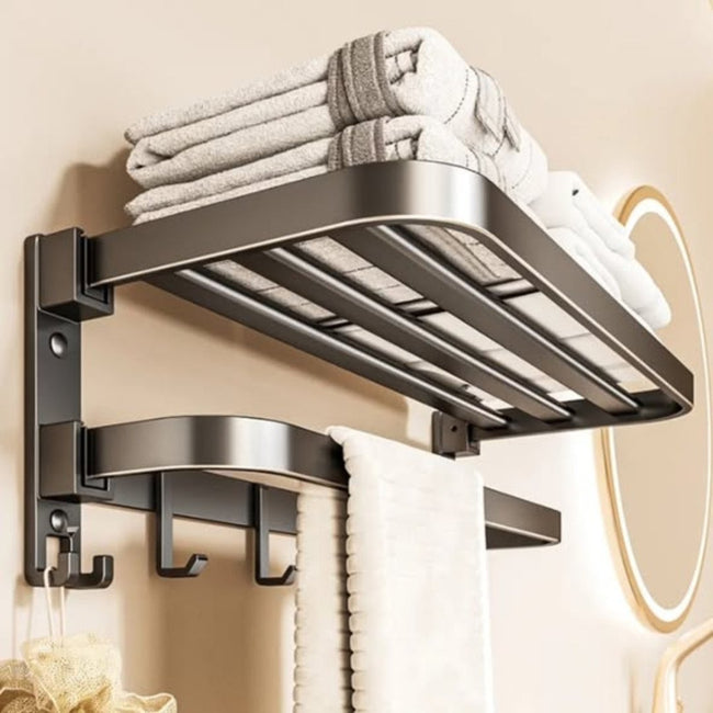 Multifunctional Aluminum Bath Towel Shelf
