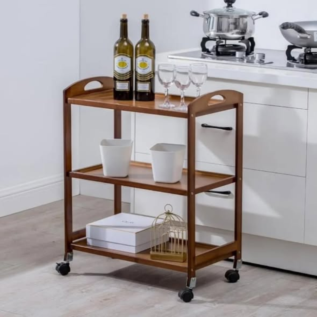 3 tier Bamboo Serving Trolley