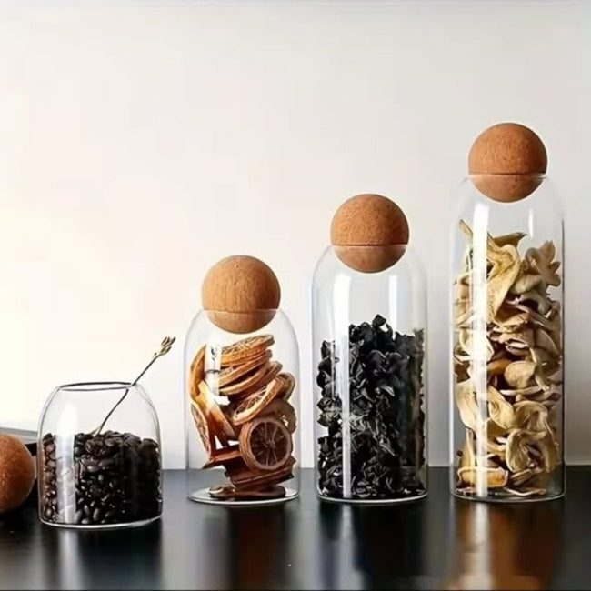 3pc Glass Storage Jars with Cork Lids