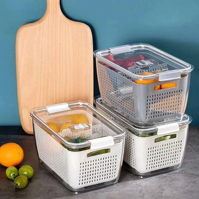 2pc Double Layer Refrigerator Freshness Storage Box Set