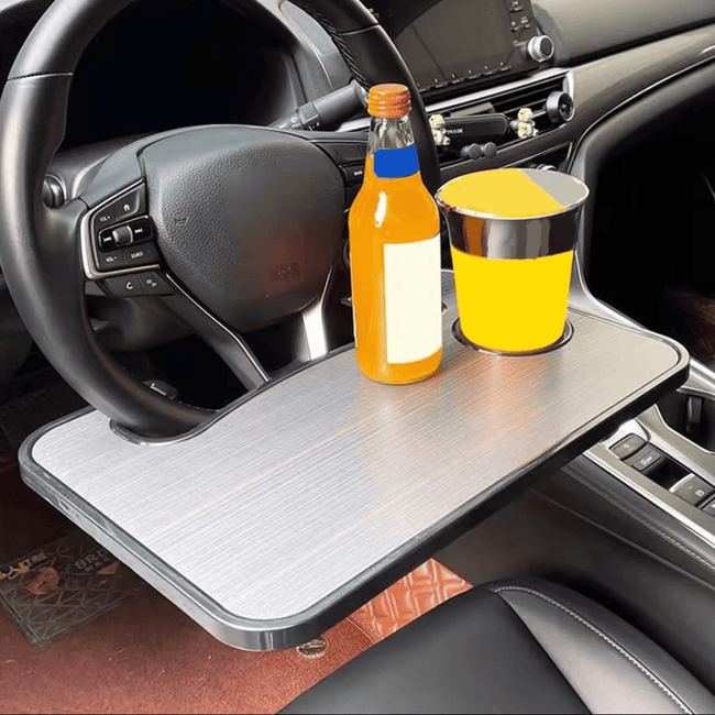 Wooden Slotted Steering Wheel Table Tray