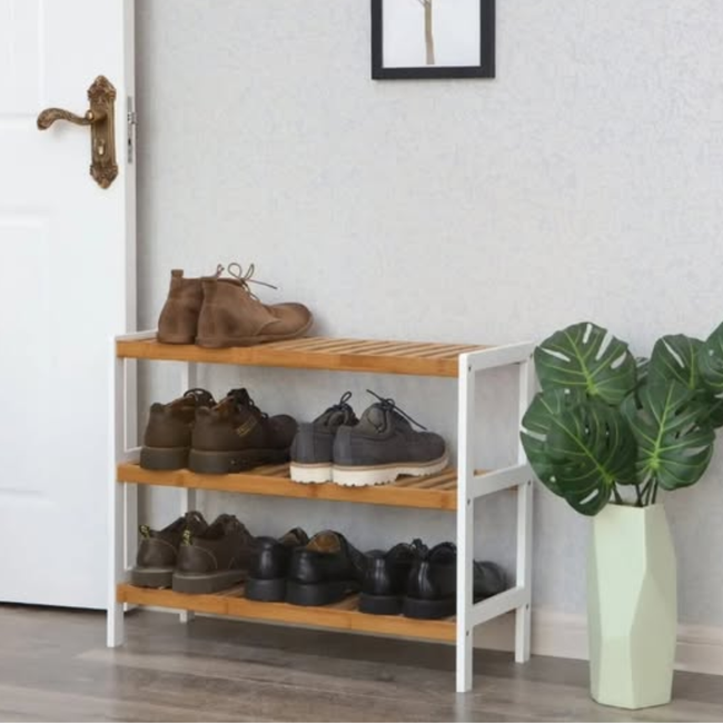 3 Layer Natural Bamboo Shoe rack/ Storage Organizer
