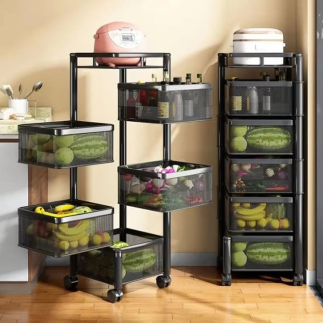Square Fruit Rack with Wheels