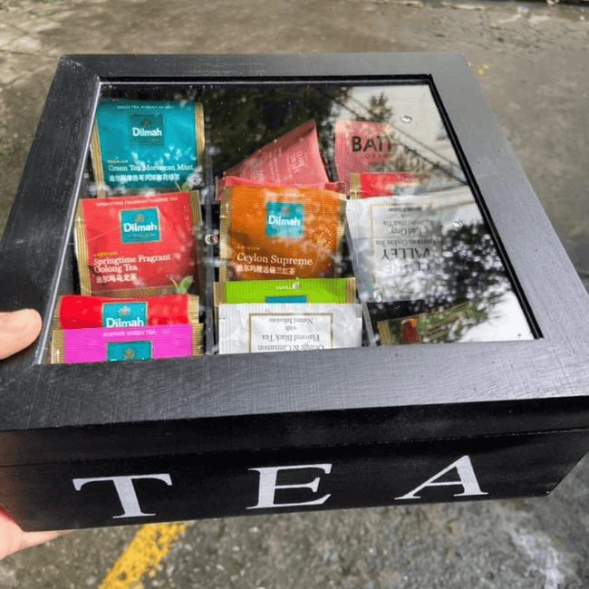 9-Grid Bamboo Tea Bag Organizer