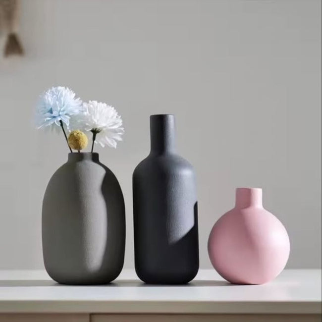 Set of 3 Elegant Muted Color Vases