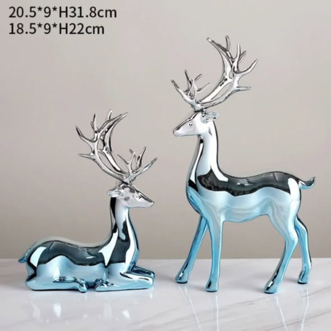 Silver Blue Decorative Elk Decor
