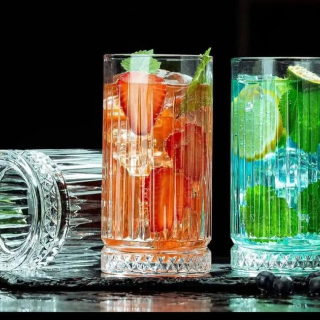High borosilicate ribbed water/juice glasses