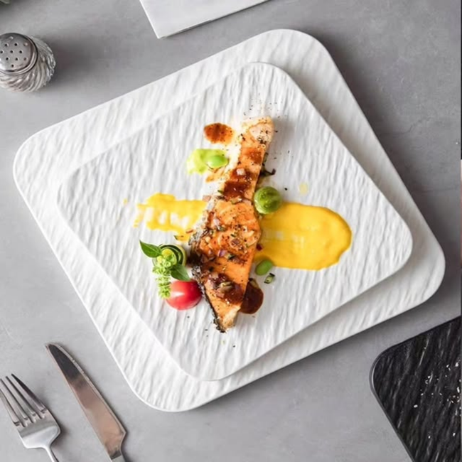 Rock Matte Square Dinner Plate With Stone Texture Pattern