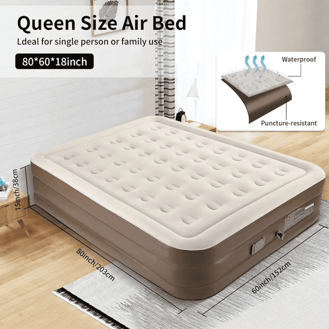 Inflatable Queen Size Airbed Mattress with Inbuilt Pump