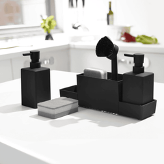 Matte Black Kitchen Soap Dispenser with Sponge Holder Set