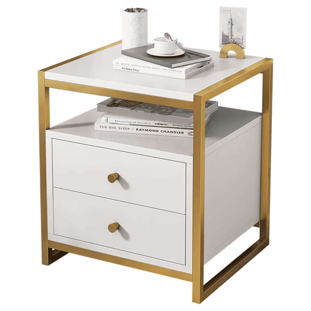 Nordic Luxury Double Drawer Bedside Cabinet