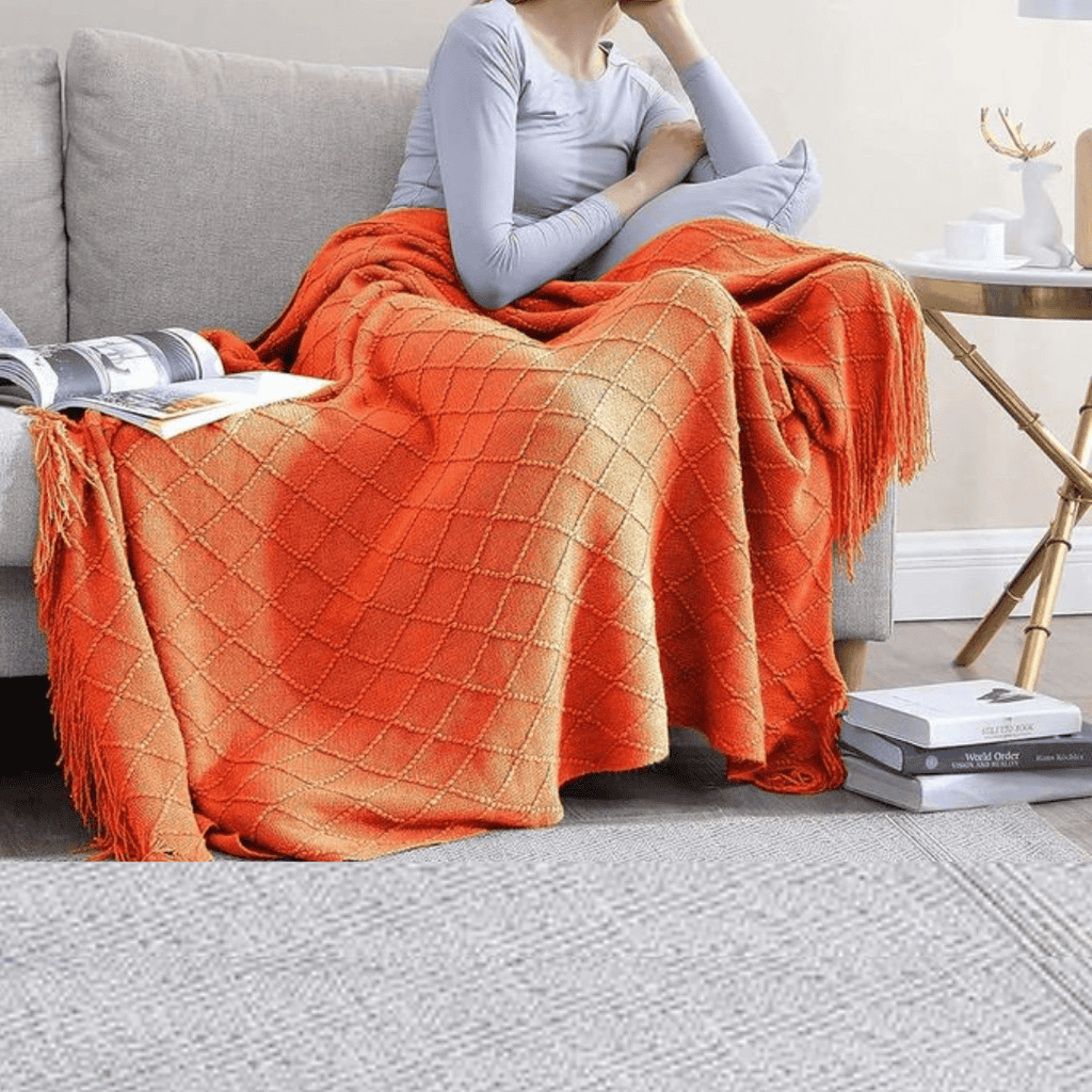 Knitted Throw Blankets with Tassel