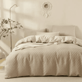 Waffle Weaving Poplin Luxury Soft Cotton Duvet Cover Set
