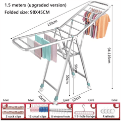 Black Movable Outdoor Drying Rack 1.7M with Wheels