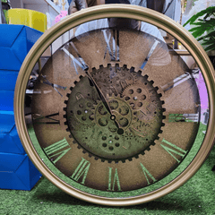 Vintage Wall Clock with Rotating Gears