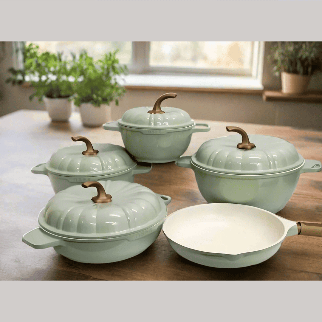 9PCS USFE Pumpkin Granite Cookware Set