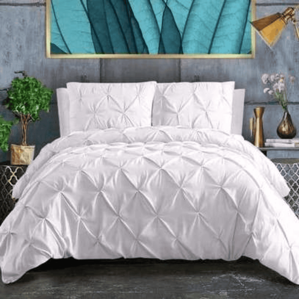 3pcs Pinch Pleat Pintuck Duvet Cover Set